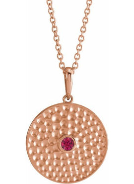 14K Rose Gold Lab-Grown Alexandrite Beaded Disc 16-18