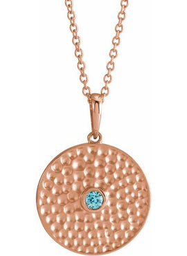 14K Rose Gold Lab-Grown Alexandrite Beaded Disc 16-18