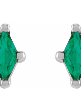 Sterling Silver 6x3 mm Lab-Grown Ruby Earrings
