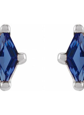 Sterling Silver 6x3 mm Lab-Grown Ruby Earrings