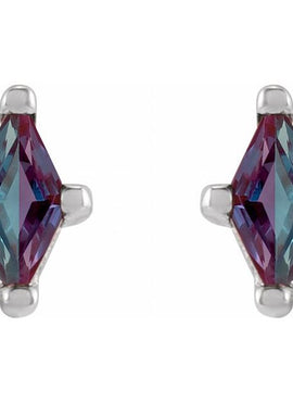 Sterling Silver 6x3 mm Lab-Grown Ruby Earrings