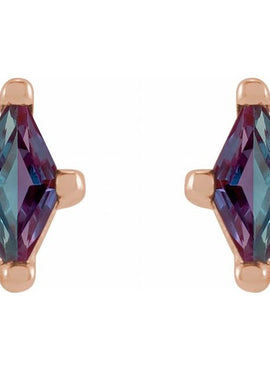 Sterling Silver 6x3 mm Lab-Grown Ruby Earrings