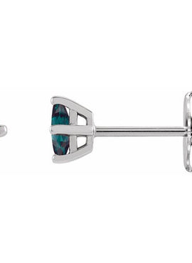 Sterling Silver 6x3 mm Lab-Grown Ruby Earrings