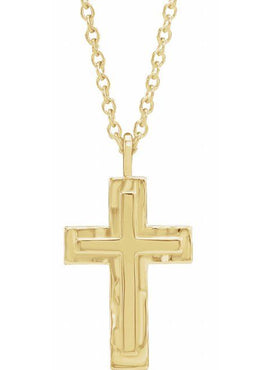 14K White Gold 24.47x13.4 mm Textured Cross Pendant