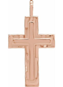 14K White Gold 24.47x13.4 mm Textured Cross Pendant