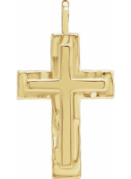 14K White Gold 24.47x13.4 mm Textured Cross Pendant