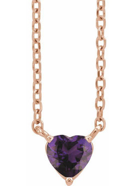 14K Yellow Gold Natural Mozambique Garnet Heart 16-18