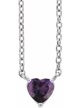 14K Yellow Gold Natural Mozambique Garnet Heart 16-18