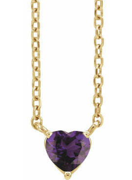 14K Yellow Gold Natural Mozambique Garnet Heart 16-18