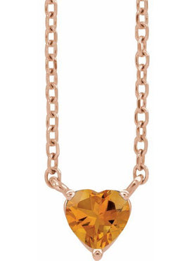 14K Yellow Gold Natural Mozambique Garnet Heart 16-18