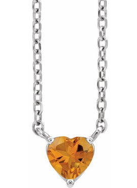 14K Yellow Gold Natural Mozambique Garnet Heart 16-18