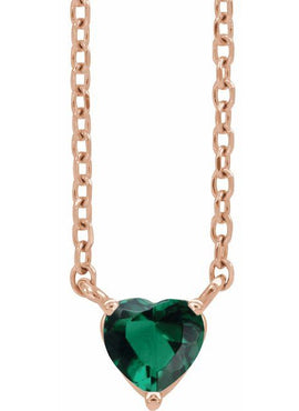 14K Yellow Gold Natural Mozambique Garnet Heart 16-18