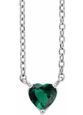 14K Yellow Gold Natural Mozambique Garnet Heart 16-18