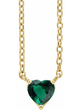 14K Yellow Gold Natural Mozambique Garnet Heart 16-18