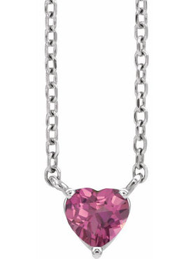 14K Yellow Gold Natural Mozambique Garnet Heart 16-18