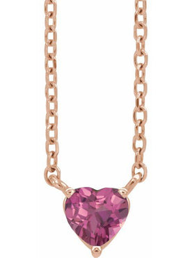 14K Yellow Gold Natural Mozambique Garnet Heart 16-18