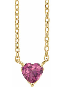 14K Yellow Gold Natural Mozambique Garnet Heart 16-18