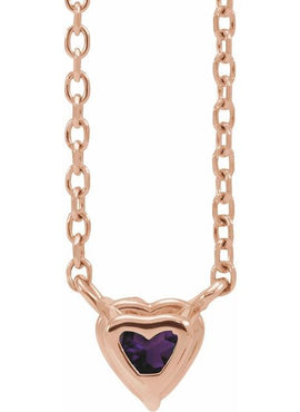 14K Yellow Gold Natural Mozambique Garnet Heart 16-18