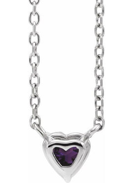 14K Yellow Gold Natural Mozambique Garnet Heart 16-18