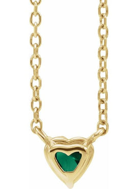 14K Yellow Gold Natural Mozambique Garnet Heart 16-18