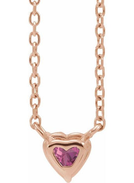 14K Yellow Gold Natural Mozambique Garnet Heart 16-18