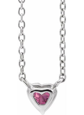 14K Yellow Gold Natural Mozambique Garnet Heart 16-18