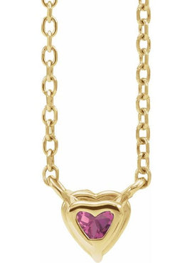 14K Yellow Gold Natural Mozambique Garnet Heart 16-18