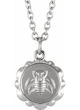 14K Yellow Gold Bee Medallion 16-18