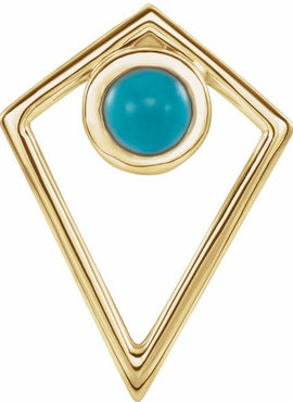 14K White Gold Natural Turquoise Cabochon Pyramid 16-18