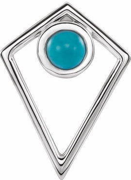 14K White Gold Natural Turquoise Cabochon Pyramid 16-18