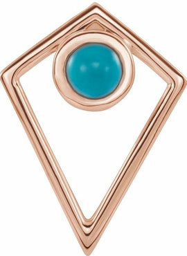 14K White Gold Natural Turquoise Cabochon Pyramid 16-18