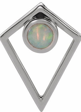 14K White Gold Natural Turquoise Cabochon Pyramid 16-18