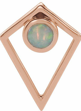 14K White Gold Natural Turquoise Cabochon Pyramid 16-18