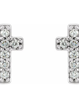 14K White Gold .05 CTW Natural Diamond Cross Earrings