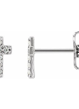 14K White Gold .05 CTW Natural Diamond Cross Earrings