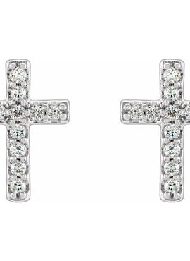 14K White Gold .05 CTW Natural Diamond Cross Earrings
