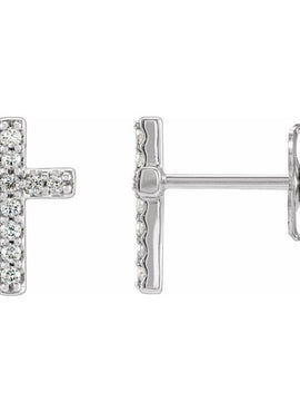 14K White Gold .05 CTW Natural Diamond Cross Earrings