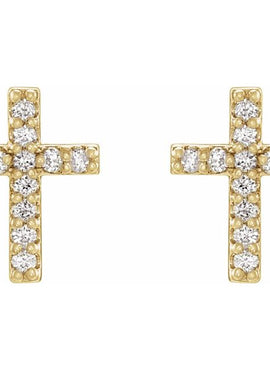 14K White Gold .05 CTW Natural Diamond Cross Earrings