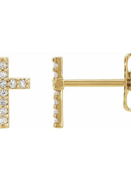 14K White Gold .05 CTW Natural Diamond Cross Earrings