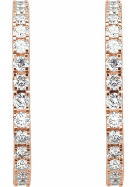 14K Rose Gold 1 CTW Natural Diamond 20.5 mm Hoop Earrings