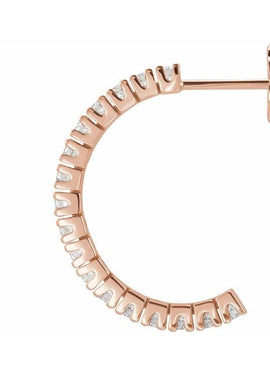 14K Rose Gold 1 CTW Natural Diamond 20.5 mm Hoop Earrings