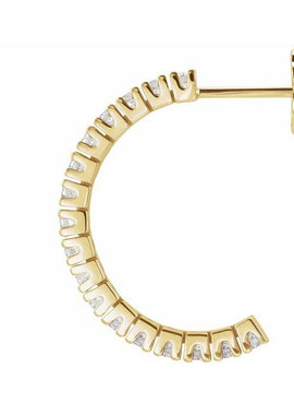 14K Rose Gold 1 CTW Natural Diamond 20.5 mm Hoop Earrings