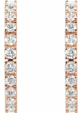 14K Rose Gold 1 CTW Natural Diamond 20.5 mm Hoop Earrings