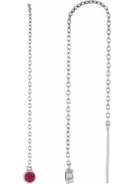 14K Yellow Gold Natural Blue Sapphire Chain Earrings