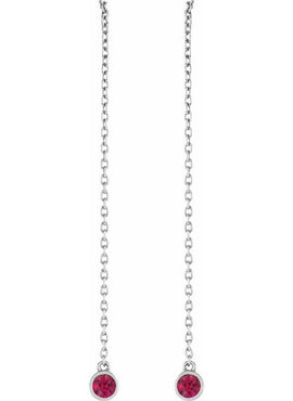 14K Yellow Gold Natural Blue Sapphire Chain Earrings