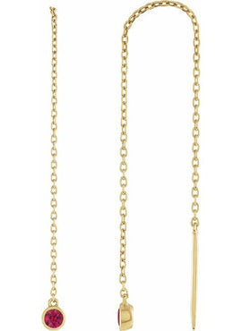 14K Yellow Gold Natural Blue Sapphire Chain Earrings