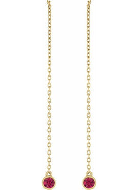 14K Yellow Gold Natural Blue Sapphire Chain Earrings