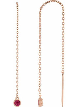 14K Yellow Gold Natural Blue Sapphire Chain Earrings