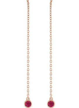 14K Yellow Gold Natural Blue Sapphire Chain Earrings