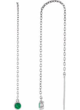 14K Yellow Gold Natural Blue Sapphire Chain Earrings